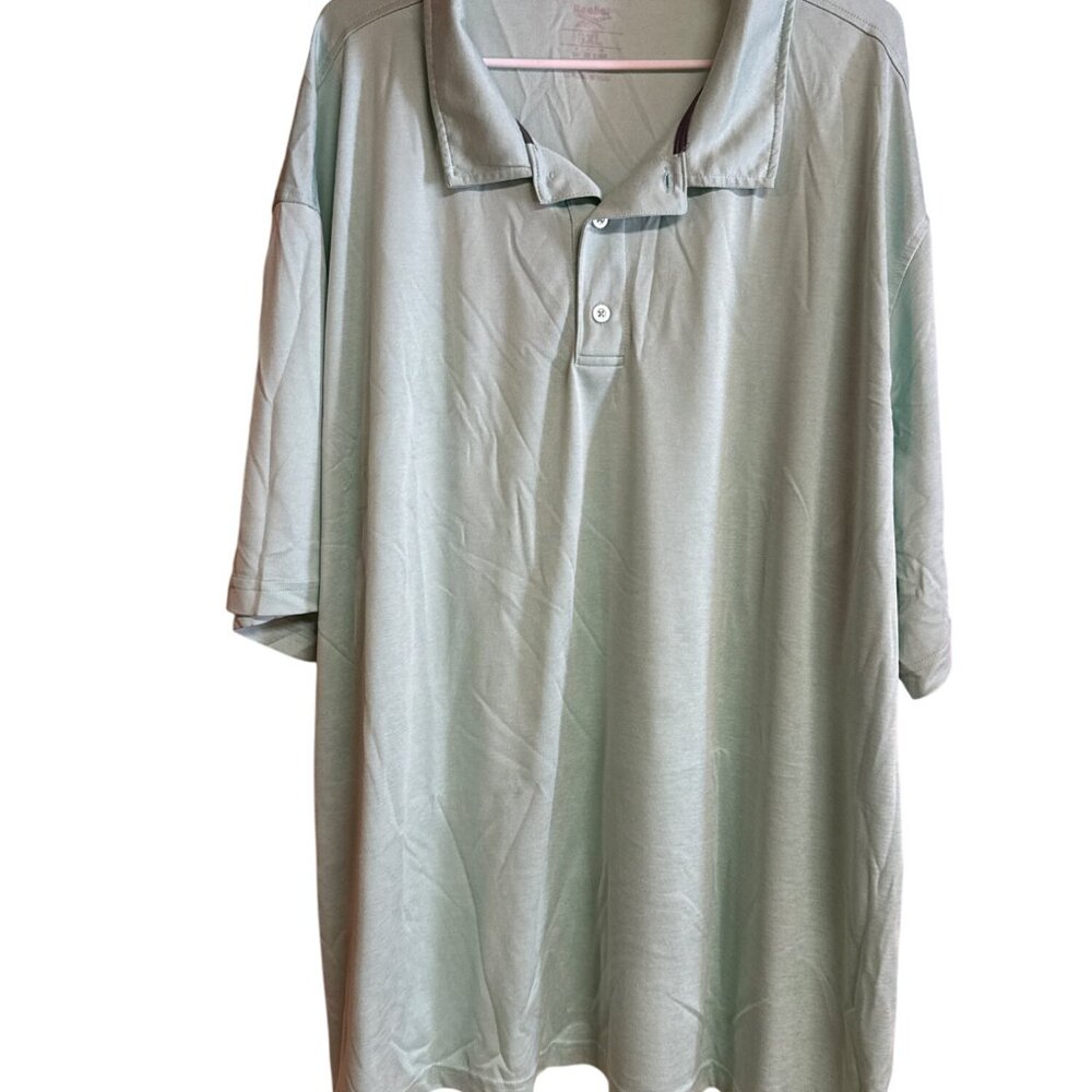 Reebok Mens 5XL Light Green Polo Shirt With Logo On Sleeve Short Sleeve Soft & B